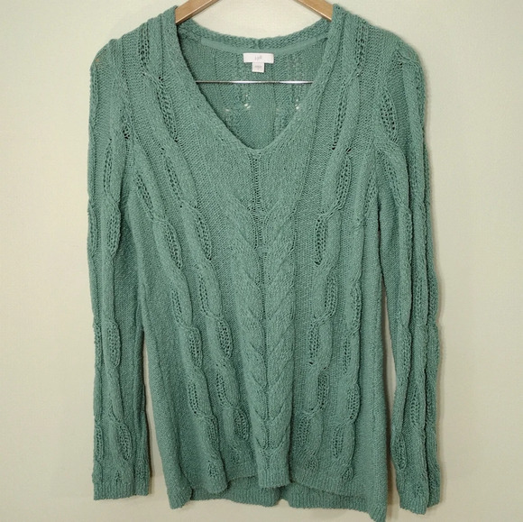 J. Jill Sweaters - Small J. Jill seafoam green cable knit cotton blend‎ sweater